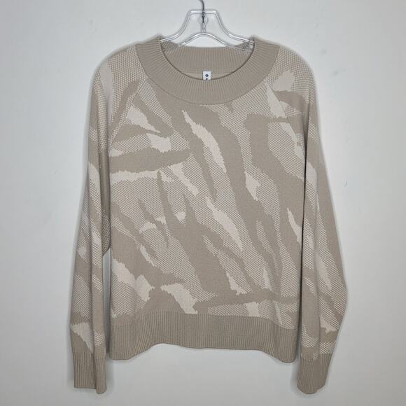 Athleta Sweaters - Athleta tan cream camouflage merino wool blend long sleeve sweater - small
